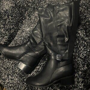 Lane Bryant Womens Black Faux Leather Knee High Extra Wide Calf Boots